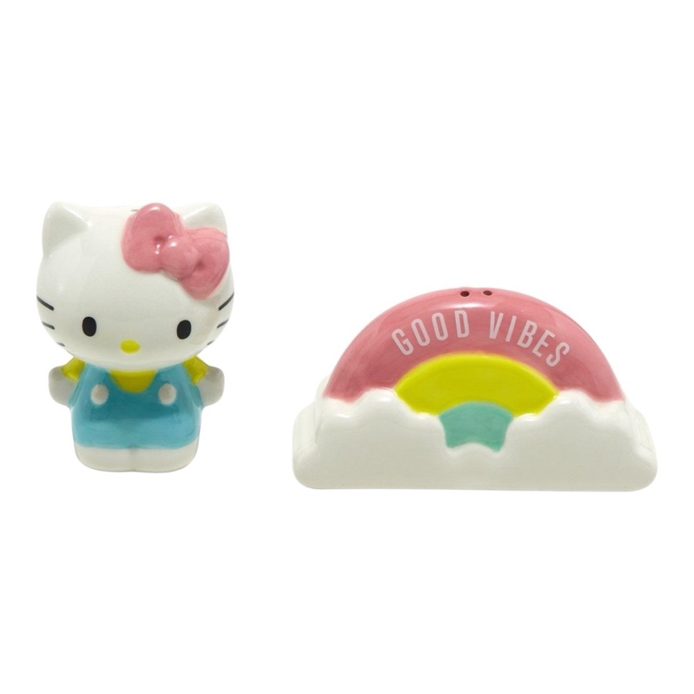 NEW Sanrio Hello Kitty Good Vibes Ceramic Salt & Pepper Shaker Set
